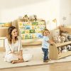 product-fancy-0bcf86d5-9803-45b8-a2cd-389766279023 Triple Combination And Book Storage Organizer With Wheels - 5-tier Bookshelf + Mobile Storage Cart With Hidden Drawers, Space-saving Wooden Storage Cabinet, Suitable For Bedrooms, Playrooms, And Nurseries.