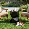 product-fancy-0bef04db-94ed-4eed-924a-4cd3ea00202e 17.9” Modern Polygonal Magnesium Oxide Side Table - Space-Saving /Outdoor Accent Table with Polished Cement Top & Magnesium Frame, Suitable for Living Room, Bedroom, Balcony - White/Black/Grey Geometric End Table or Plant Stand