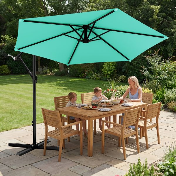 product-fancy-0c29381d-f736-41ed-990a-15561eb946a8 10-Foot Cantilever Patio Umbrella Featuring an Infinite Tilt Mechanism, Offset Outdoor Umbrella with a Cross Base, Durable Crank Lift Market Umbrella Suitable for Yards, Gardens, And Decks (Weighted Base Sold Separately)