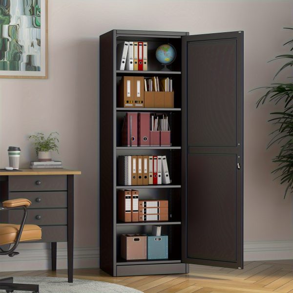 67" Tall Lockable Metal Storage Cabinet Narrow Stand-Alone Cabinet with Adjustable Shelves & Locking Door - Space-Saving Vertical Unit Suitable for Home Office, Pantry, Bathroom, Small Spaces