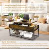 product-fancy-0c30107d-b49d-46b3-b4c7-1f284f58049b Lift Top Coffee Table with Hidden Storage, Industrial Wood And Metal Living Room Table with Open Shelf, Liftable Dining Coffee Table for Home Office