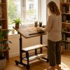 product-fancy-0c48c053-dc43-4db3-a7cb-b93804f70962 Portable Height Adjustable for artist Desk, Natural Wood Grain Surface with Anti-Slip Edge, Sturdy Metal Frame And Smooth Wheels, 2-Tier Storage for Art Supplies, Perfect for Drawing Painting Creation