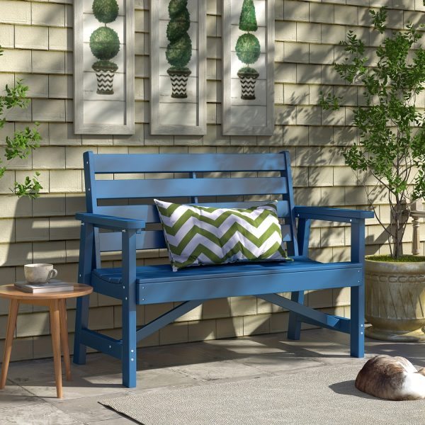 product-fancy-0c4ad67b-1917-4a67-a7d3-82cf6db34292 51.5' Outdoor Bench Heavy Duty HDPE Garden Bench for Patio, Park, Porch & Backyard Comfortable 2-Person Seating Rust-Free & All Weather Resistant