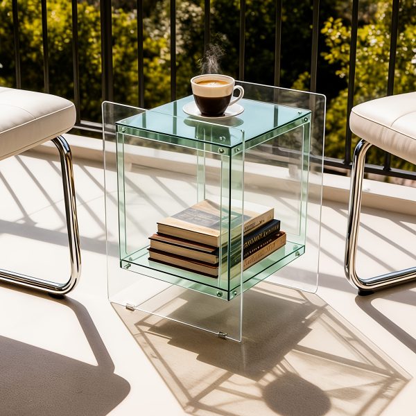 AESOME Modern Clear Acrylic Nightstand with Open Shelf - Portable Bedside Table Suitable for Small Spaces, Multicolor Contemporary Shelf Unit, Assembly Bedside Storage for Bedroom, Bathroom, Office, Living Room, Non-Wood