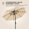 [Christmas & Halloween] Deluxe 32 LED Lighted Patio Umbrella - Navy Blue/Beige/Red/Brown, Solar 10Ft Market Umbrella with Base, Outdoor Table Umbrella with Ventilation, Solar Umbrella with Push Button Tilt/Crank for Garden, Deck, Backyard, Pool, Christmas & Halloween
