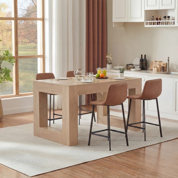 product-fancy-0c95de12-c4da-4109-a39d-2d443c7dd036 Andehomy 63" Modern Farmhouse Dining Table Suitable for 4-6 People, Rectangular Kitchen Island Table with Sturdy Legs & MDF Top, Natural Oak, Assembly for Dining Room, Living Room, Kitchen, Space-Saving