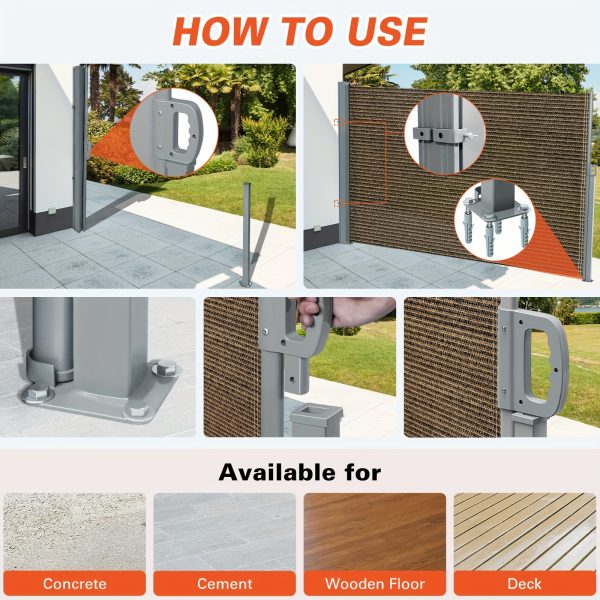 product-fancy-0cc80547-a0af-44c0-9bbc-0ea9b9e1d1c7 Retractable Side Awning - Folding Privacy Screen | Waterproof & UV-Resistant Outdoor Shade Divider for Patio, Garden, Balcony & Commercial Use Easy Install with PU Coating