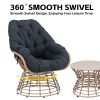 3pcs Outdoor Patio Furniture Set with 360° Swivel Chairs & Coffee Table - Wicker Conversation Set Suitable for Porch, Backyard,, Deck - Cushioned Seating, Wicker Chairs and Table for Poolside, Balcony, or Terrace