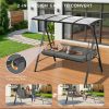 product-fancy-0d4007a5-5a2f-425e-8aa3-a674f8607b2f 3-Seat Porch Swing Chair with Stand - Convertible to Adult Swing Bed, Adjustable UV-Protected Canopy & Thick Cushion, 750lbs, Flat Bed (Red/Blue/Dark Gray) for Porch, Backyard, Garden & Balcony