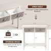 product-fancy-0d4322da-ed67-4ca0-b72d-8e9f9e4448e0 Carved MDF Console Table with 2 Drawers, Sunflower Vintage End Entryway Table for Hallway, Living Room - Antique Style Sofa Table with Floral Engraving, Rustic Accent Furniture