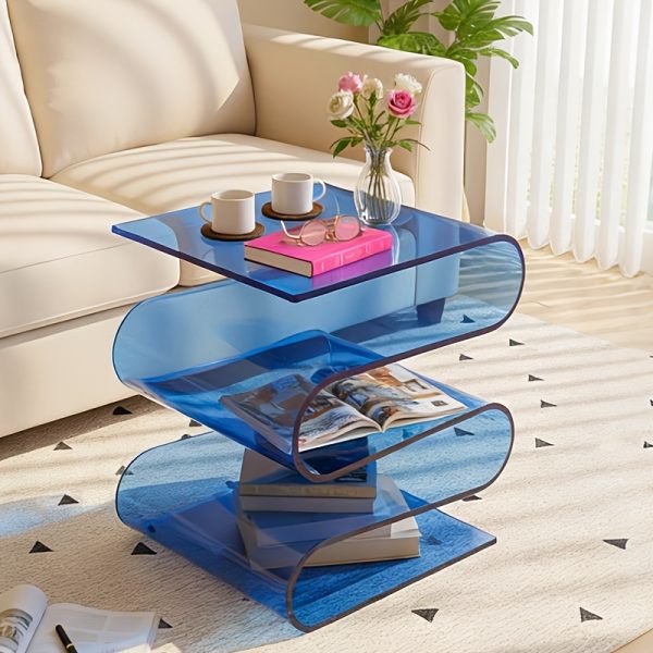 product-fancy-0d5dbd19-f838-4c4c-879a-543971c500e0 Bedroom Acrylic Bedside Table Side Table Irregular Storage Rack, Large-size Office Magazine Rack Bookcase Bookshelf, Living Room Side Table Coffee Table