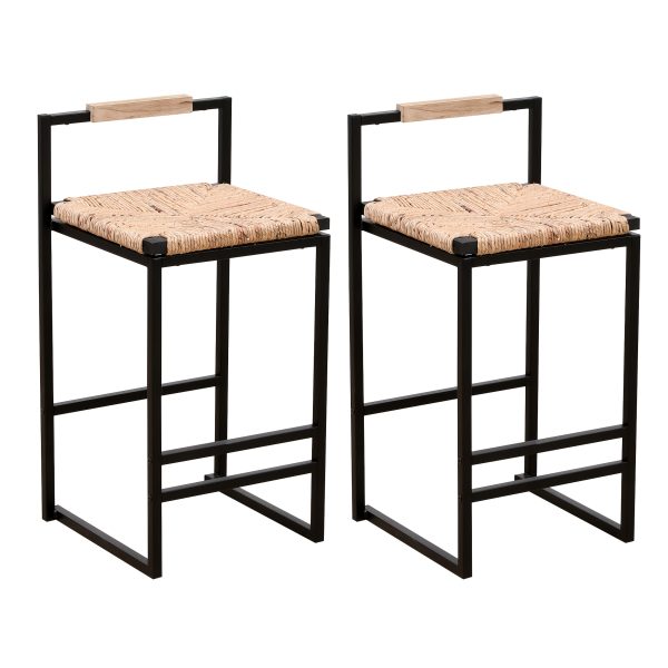 product-fancy-0d88db37-9d16-4b4e-9141-1d8a1dc8c122 Set Of 2 Modern Oriental Style Bar Stools, Velvet Upholstered Counter Height Chairs with Backrest & Footrest, Golden Metal Frame Kitchen Island Dining Stools, Multi-Color & Multi-Finish New Asian Aesthetic