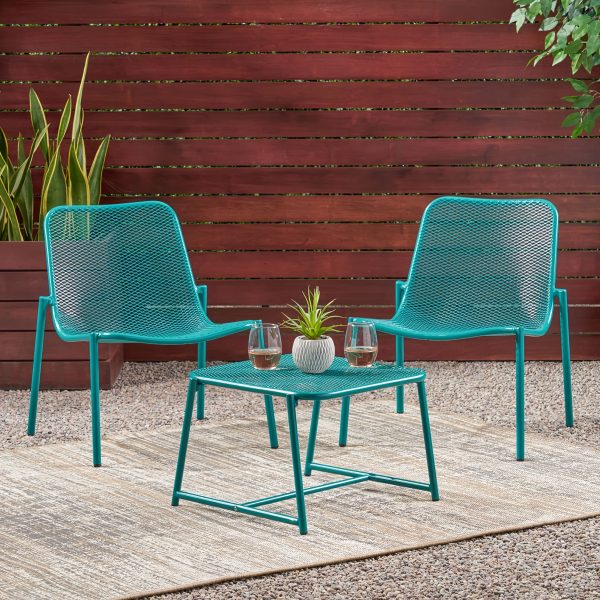 product-fancy-0d8e52c5-1dc8-4799-aabe-bc1914527956 3pcs Set Of Wrought Iron Art Outdoor Coffee Tables And Chairs, Durable And Stable, Fashionable And Creative Party, Evening Party, Garden Leisure Chairs, Tropical Style Breathable Mesh Design