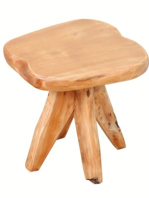 Courtyard Footstool, Handcrafted Live Edge Wood Stool | One-of-a-Kind Natural Tree Slab for Use As Plant Stand, Patio, Garden & Cozy Reading Nook