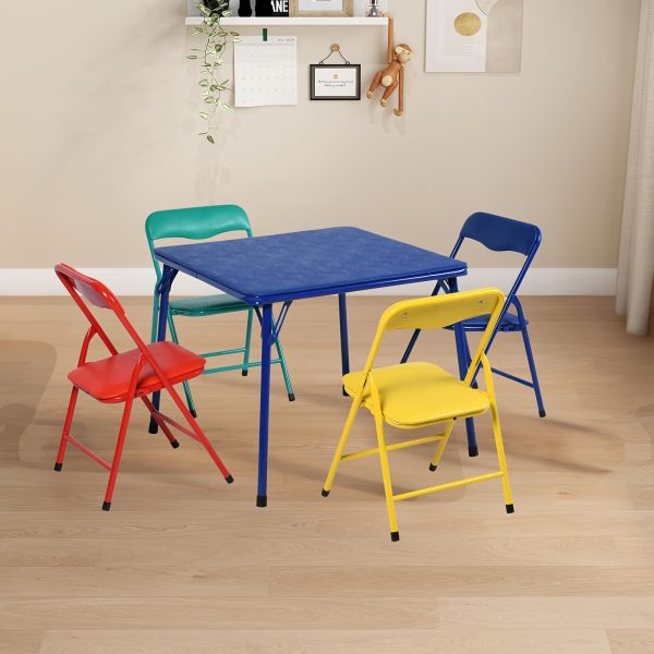 product-fancy-0e27e9d5-1e68-4c78-83a5-aa84ae2c9ba0 Colorful Folding Table with 24-Inch Width And 2/4 Sturdy Chairs - Vibrant, Space-Saving Design, Perfect for Family Playtime, Creative Activities, And Learning - Ideal for Fun And Creative Spaces ( 3pcs Or 5pcs)