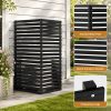 [Outdoor Privacy Fence] 38" X 71" Outdoor Privacy Fence Screen, Black Wooden Slatted Panels With Sturdy Metal Stakes, 12" Ground Insert, Garden Privacy Fence For Air Conditioner Cover, Patio, Yard, Pet Fence And Outdoor Decoration