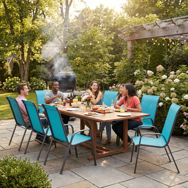 product-fancy-0e8dea42-6127-4a35-96b5-86629fe0bfcf 8/6pcs Patio Chairs, All Weather Textilene Fabric & Metal Frame, W/Armrests, Strenthened Iron Spacers, 330 LBS, Outdoor Chairs Set For Backyard, Poolside, Garden