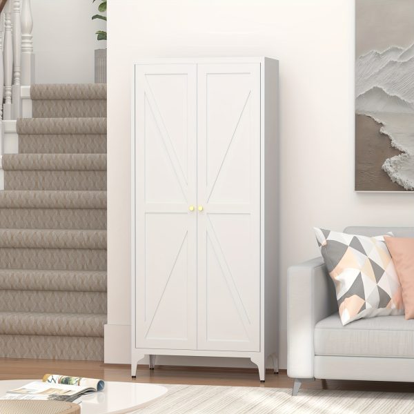 product-fancy-0ec565a5-d997-42e3-ac75-99161b0cb6b3 Metal Storage Cabinet, Metal Kitchen Pantry Cabinet, Food Pantry Storage Cabinets With Doors And Shelves, Large Steel Storage Cabient For Dinning Room, Laundry Room, White/Black