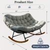 [Outdoor Rocking Chair] Outdoor Patio Rocking Chair, Oversized Papasan Rocking Chair for 2 with E-Coated Steel Frame And Thick Cushion