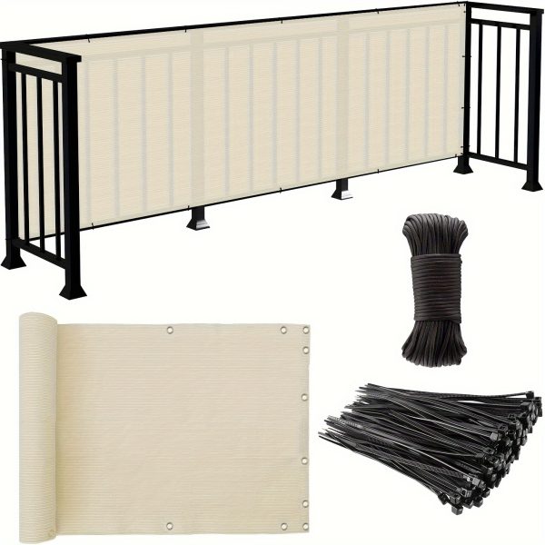 product-fancy-0ed7d2d4-bd2a-4f08-add8-b21646a831df 3*16ft, Balcony Privacy Screen Fence Cover Net, Fencing Mesh Shade Net, Windproof Sun Shade, Outdoor Protection Fencing Net, Balcony Mesh Net for Patio, Fence, Backyard, Porch(Black Brown Green Gray Sand White Blue)