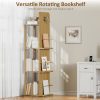 product-fancy-0ef0e290-80da-4da2-9827-bcfb8238c4f3 4-Tier Rotating Bookshelf Tower with 360° Spinning Shelves - Natural Oak Wood Freestanding Bookcase Suitable for Small Spaces, Space-Saving Rolling Shelf for Home Office, Living Room, Assembly, Modern Square Bookcase for Books & Decor