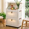 product-fancy-0f2c7252-bd06-4b3d-ae7c-7cb398690342 6/5/4/3-Tier Small Apartment Suitable for bar Cabinet, for bar Furniture Set Combination, Cream Foldable Rolling Storage Cabinet, Floor-Standing Stackable Organizer, Top Open Multi-Drawer Unit, Suitable for Bar, Coffee Corner, Kitchen, Living Room