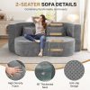 product-fancy-0f39eb20-5438-43d5-8a48-b3745aba2825 Convertible Folding Sofa Bed, 78" Full Size Floor Sleeper Couch, Faux Rabbit Fur Full Foam Futon Loveseat for Living Room Bedroom, No Assembly Required