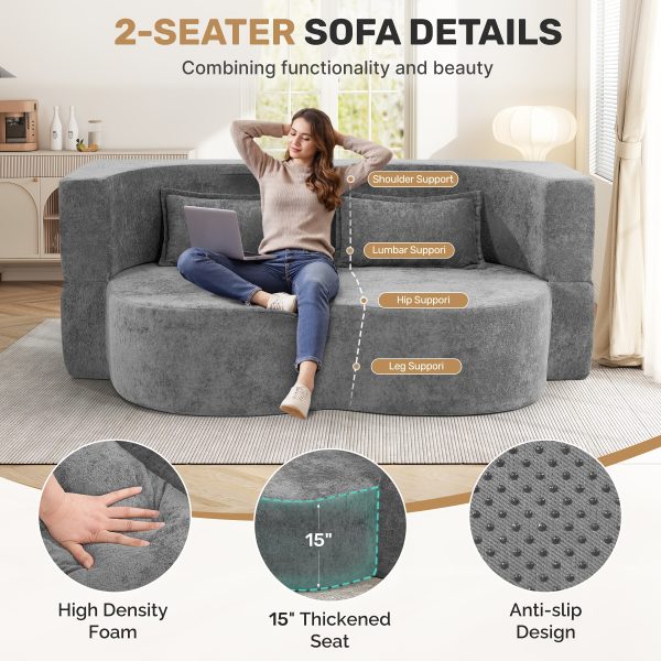 product-fancy-0f39eb20-5438-43d5-8a48-b3745aba2825 Convertible Folding Sofa Bed, 78" Full Size Floor Sleeper Couch, Faux Rabbit Fur Full Foam Futon Loveseat for Living Room Bedroom, No Assembly Required