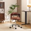 product-fancy-0f4cfde3-a0ad-4fca-be2f-187cdd335418 Bonnlo Adjustable Height Home Office Chair - Armless Swivel Desk Chair with Manual Height Adjustment, Curved Walnut-like Backrest, White & 5-Star Base-Like Stability (No Wheels) for Small Spaces, Study, Computer Desk - Space