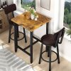 product-fancy-0f5b6343-11a3-4b68-8b50-3723dc5e55e4 Bar Table And Chairs Set For 2, 3pcs Square Bistro Pub Table With 2 PU Upholstered Stools, Counter Height Dining Table And Chairs Set, Pub Hight Dining Table Set Other(Furniture) For Kitchen, Living Room, Small Spaces, Rustic Brown