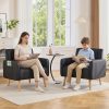 product-fancy-0f71c473-1179-425a-bc91-59dc48fdb4be Armchair, Faux Leather Decorative Chair, Mid-Century Modern Tufted Lounge Chair with Wooden Legs And Pockets, Comfortable Kids' Chair, Reading Chair for Living Room, Waiting Room, Bedroom, Room, Cozy Reception Armchair