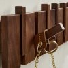 Modern Walnut Wooden, with 4/6/8/10/12 Hooks, Coat Rack, Hooks, Wall Mounted, Accordion, Entryway, Bedroom, Bathroom, Solid Wood, Smooth Polishing, Stable Adhere, Holds 22 Lbs, Floating Shelves