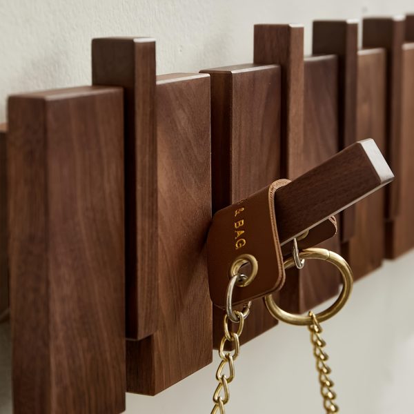 Modern Walnut Wooden, with 4/6/8/10/12 Hooks, Coat Rack, Hooks, Wall Mounted, Accordion, Entryway, Bedroom, Bathroom, Solid Wood, Smooth Polishing, Stable Adhere, Holds 22 Lbs, Floating Shelves