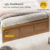 Brown and White Farmhouse Style Platform Bed Frame with Height Adjustable Headboard