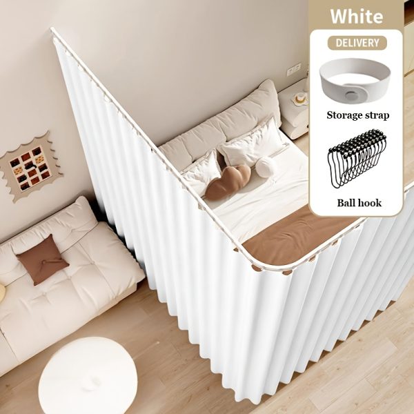 1pc Foldable Room Divider Curtain, Space-Saving Folding Privacy Screen with Hooks, Light-Blocking Polyester Curtain Suitable for Living Room, Bedroom, Kitchen- Modern Home Decoration Divider, Foldable Design, Easy Installation, Durable Fabric, S