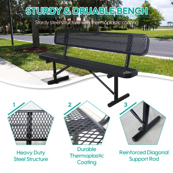 Sturdy Outdoor Metal Park ing, Offered in 4/6/8 Feet, Outdoor with Back Support And Portable Structure, Commercial ing for Shopping Centers, Retail Stores, Parks, And Patios