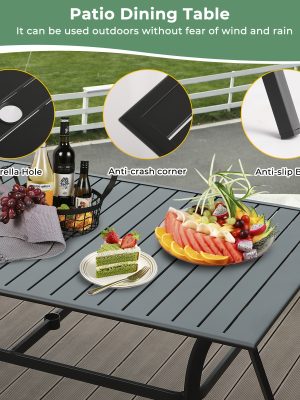 7pcs Outdoor Patio Dining Set with Swivel Chairs And Square Metal Table, Weather- Furniture Set for Garden, Backyard, Balcony, Or Lawn