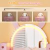 product-fancy-0fe19312-6899-4117-9368-c768e74e21ab JOYMOR Kids Vanity Set with LED Lights, Girls Vanity Set, with Touch Screen, 3 Colors Adjustment, Solid Wood Leg, Large Drawer, 2 Storage Boxes, Kids Vanity Table and Chair Set, Birthday/Festival Gift for Girls, Animal Style