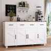 product-fancy-0ff0f954-0704-45cd-a649-484bd3d5f467 55" Modern Farmhouse Sideboard Buffet Cabinet with Storage, 3 Drawers & 4 Doors, Ideal for Kitchen And Dining Room, Kitchen Decor