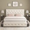 product-fancy-0ffdf631-22cc-4ce6-a2f9-a91beccbf180 Modern Upholstered Bed Frame with 4 Storage Drawers, Platform Bed Frame with Button Tufted Headboard, Solid Wooden Slat Support