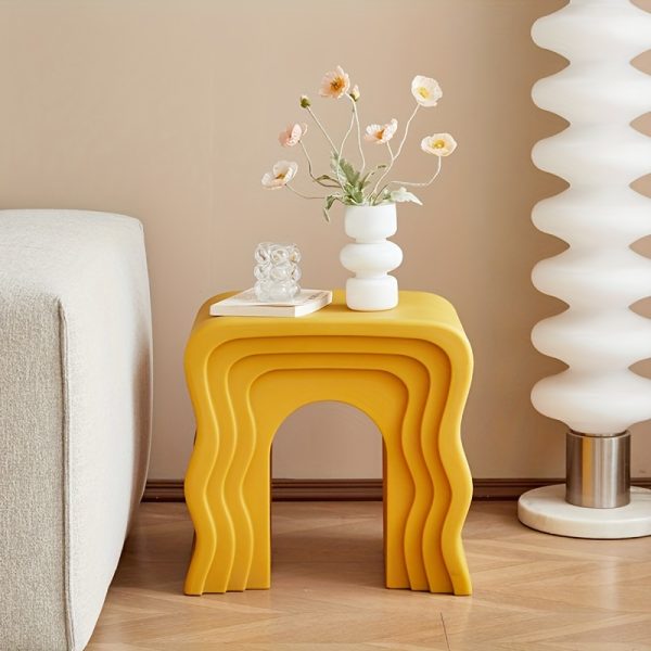 product-fancy-1046d18a-919b-465f-b68e-e1e6e68a67ac Cream-style Creative Sofa Side Table, Home Living Room Shoe Bench, Minimalist Modern Wavy Coffee Table, Bedside Table