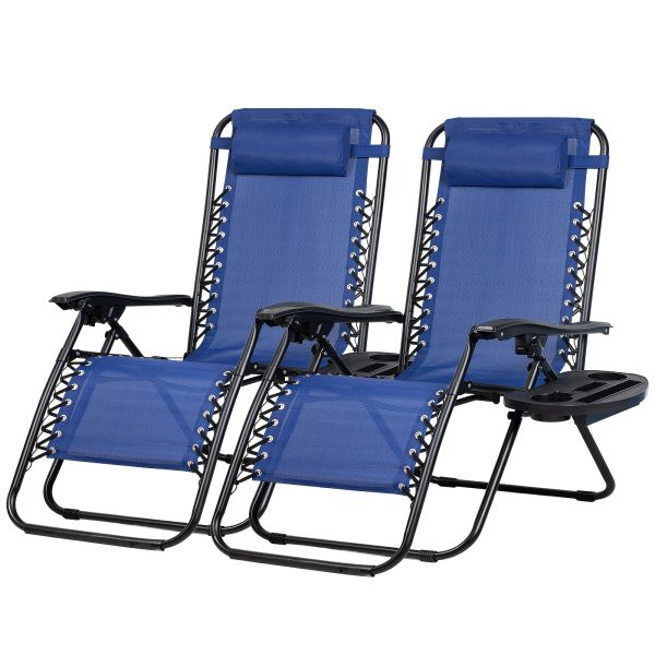 product-fancy-104d093c-4f33-4e36-9f3f-d19a8777d442 Set Of 2 Adjustable Relaxing Chairs, Zero Gravity Recliners With Cup Holder, For Patio, Lawn, Garden, And Beach