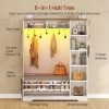 product-fancy-105ca7c4-e4c9-4505-857f-20b51f54b1e6 Farmhouse Entryway Organizer with Bench & Shoe Cabinet - 7 Shelves, 10 Hooks, LED Lighting, USB-Powered, White Engineered Wood Storage for Hallway, Living Room, Bedroom - Easy Assembly, No Tools Needed, Entryway Storage, Rustic Charm, Durable Construction, Home Organization, Minimalist Design, Sturdy Construction, Home Decorators