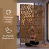 product-fancy-107ca1e7-226b-4a53-9b1c-8d74d056b34b Walnut Brown Metal Privacy Screen 76"X48" Freestanding, Premium Indoor Outdoor Decorative Fence Panel Divider for Deck Balcony Patio Backyard Lawn Garden Pool Yard Porch Front Yard Bedroom Living Room Office Studio Entryway Hallway Decorative Fence