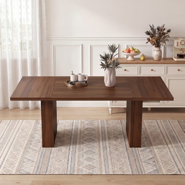 product-fancy-109aa067-5f55-4a83-bd27-380380c331ea 78" Rectangular Dining Table for 6-8 People, Large Modern Kitchen Table with Grooved Wood-Strip Base, Suitabel for Home, Dining Room, Living Room, Farmhouse, Family Gathering.