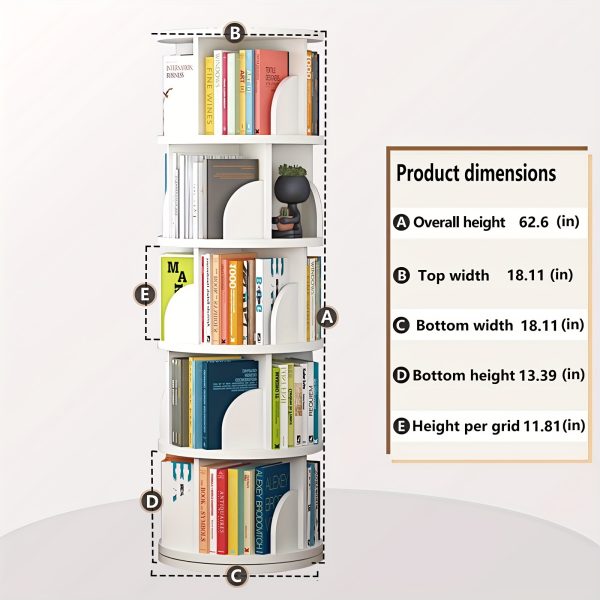 product-fancy-10abc26e-677e-402a-9fde-6c9953753e48 360° Rotating Wooden Book Tower, Spinning Bookshelf with 4/5 Tiers for Office, Living Room, And Room