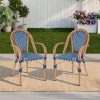product-fancy-10cf95cf-ff0c-4826-b758-3fdb223fd98a French Bistro Chairs Set Of 2, Hand-Woven PE Rattan Outdoor Arm Dining Chairs with Metal Frame for Garden Balcony