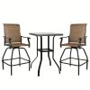 product-fancy-10d84d7b-d38a-423f-a6c6-39489041da5b 2/3/5pcs Patio Bar Set, 360° Swivel Bar Stools, Outdoor Bistro Furniture with High-Density Textilene Fabric & Heavy Duty Metal Frame, High Top Table And Chair Set for Balcony, Poolside, Garden & Backyard