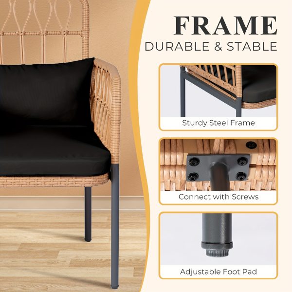 product-fancy-111820aa-0370-4d47-862a-3b4af8b85bbe Modern Outdoor Rattan Sofa with Table - Ideal Patio Set with Cushions And Glass Coffee Table for Your Balcony, Lawn, Garden, Or Backyard