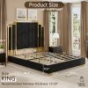 product-fancy-114b1bd8-935f-4902-b26c-27e2158cb0e9 LUXOAK Modern Upholstered Bed Frame with 65" Headboard, Golden Plating Trim, Platform Design - No Box Spring Needed